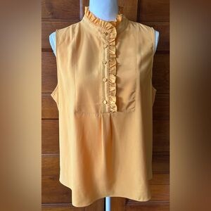 J. Crew Mustard Sleeveless Ruffle Blouse